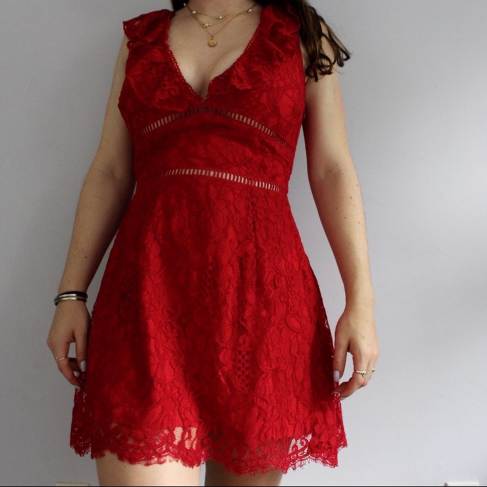 Lacy Red Mini Dress